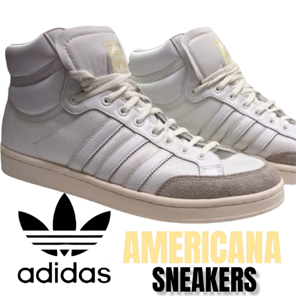 adidas | Mens | Americana | Hi High Sneakers Shoes Casual - White | Size 11.5 - Picture 2 of 12